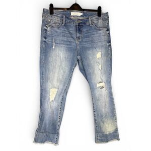 Torrid Womens Boyfriend Jean Straight Leg Plus Size 16 Faded Ripped Cotton Denim